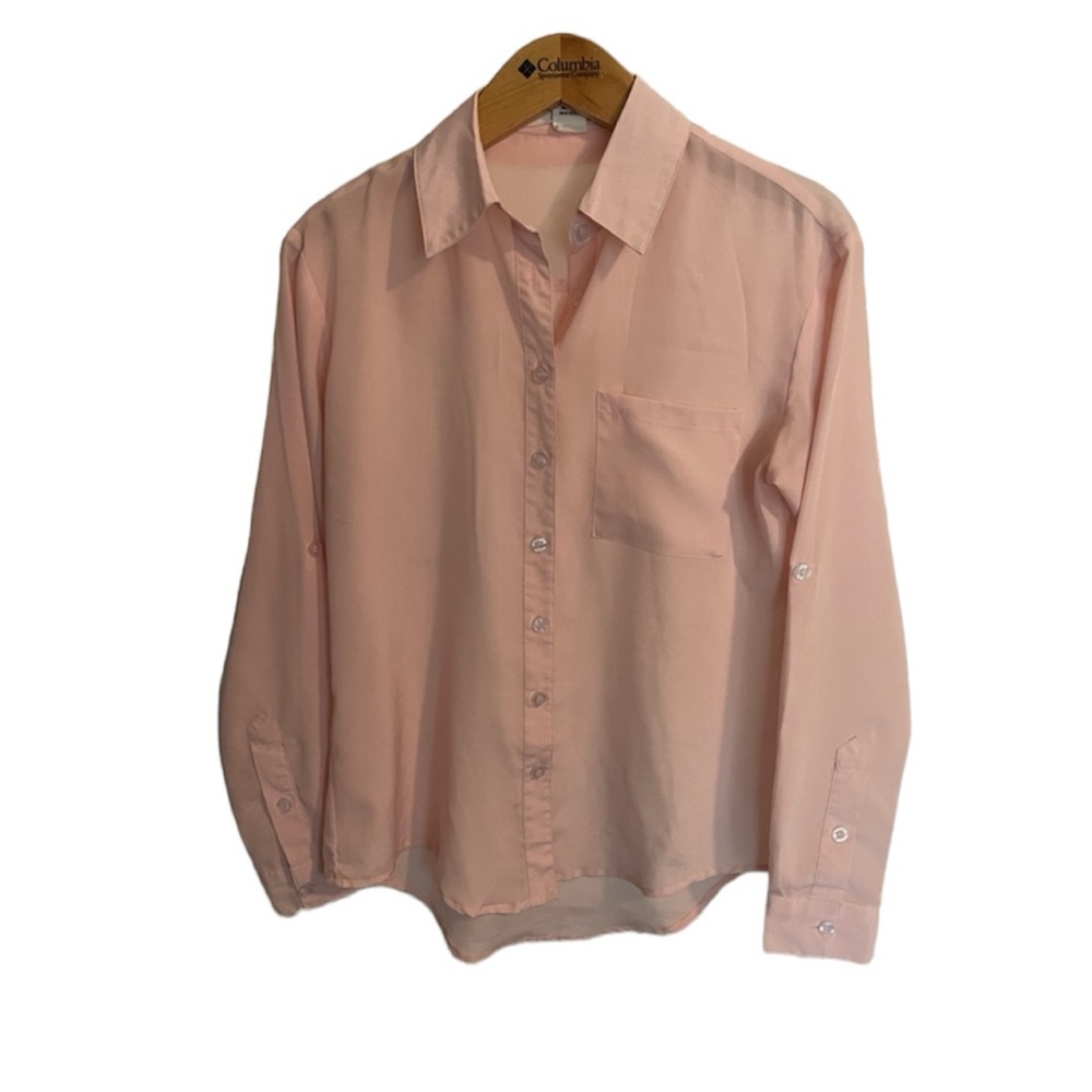Women’s Sheer blush button up blouse